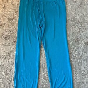 Slinky Brand Straight Leg Pull On Pants Elastic Waist Stretch Aqua 1X L Lounge